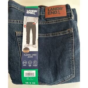 Lands' End Men's Stretch Flannel Lined Jeans NWT- Designed for Comfort & Warmth